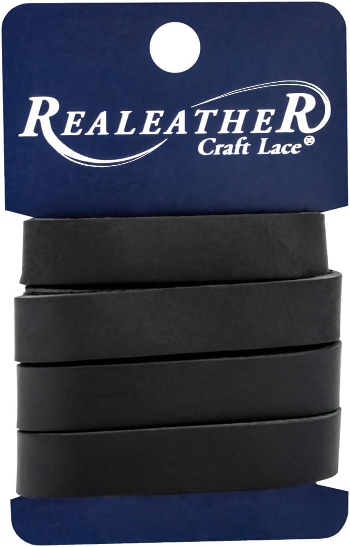 Realeather Leather Strip 1/2"X36", Black