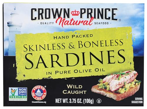 Crown Prince, Skinless & Boneless Sardines in Olive Oil, 3.75 oz