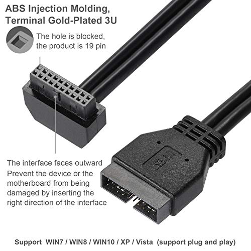 Image of SATA USB Extension Cable - USB3.0 Motherboard Front 19 Pin Male to Female Extension Cable 18cm High-Speed Connection (The Interface Faces Outward)-Black