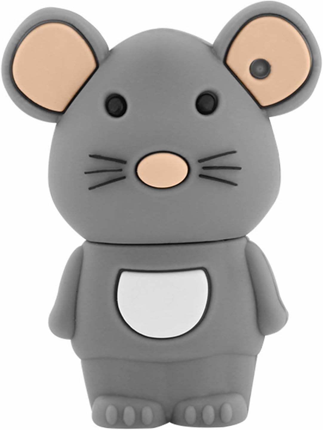 CHUYI Cute Zodiac Series Mouse Shape 128GB USB 2.0 Flash Drive Soft PVC Pen Drive Novelty Rat Memory Stick Data Storage Cool Thumb Drive Funny U Disk Gift (Grey)