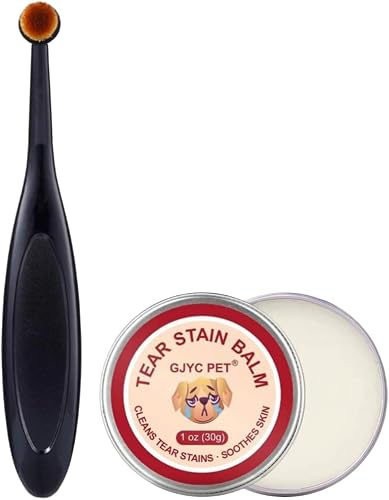 Pet Tear Stain Remover Set with Brush and Organic Balm, 30g, Plant-Based Formula for Dogs and Cats with mini applicator brush