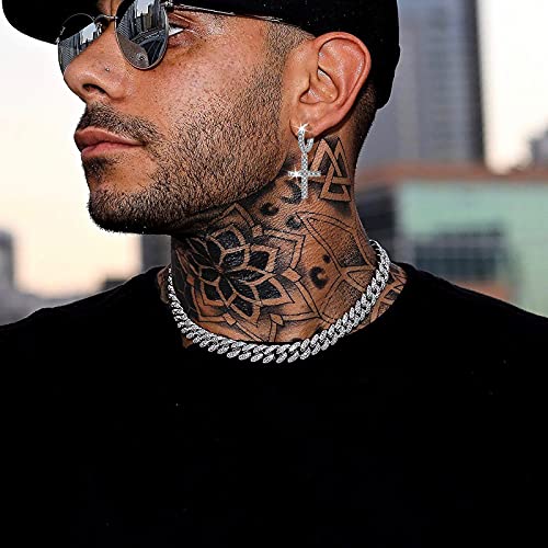 2 Pairs Cross Hoop Earrings Dangle 14K Gold Silver Plated Small 5A+ Cubic Zirconia Pave Post Earring for Men Boy Jewelry Gift4