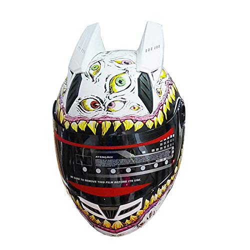 MALUSHUN Full Face Motorcycle Helmet Venom Racing off road Street Helmet With Horns WHITE (XXL)