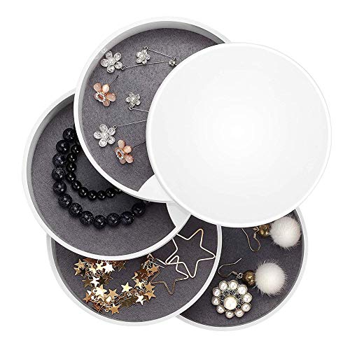 SIMUER Schmuckkästchen Organizer mit 4 Schichten 360 Grad Drehbar Schmuckkasten Tragbar Zylindrische Schmuckschatulle für Ringe Ohrringe Halsketten Mädchen Frauen Geschenk Cover