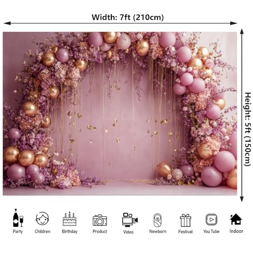 Fondo decorativo 7x5ft morado y dorado para fotos miniatura 2