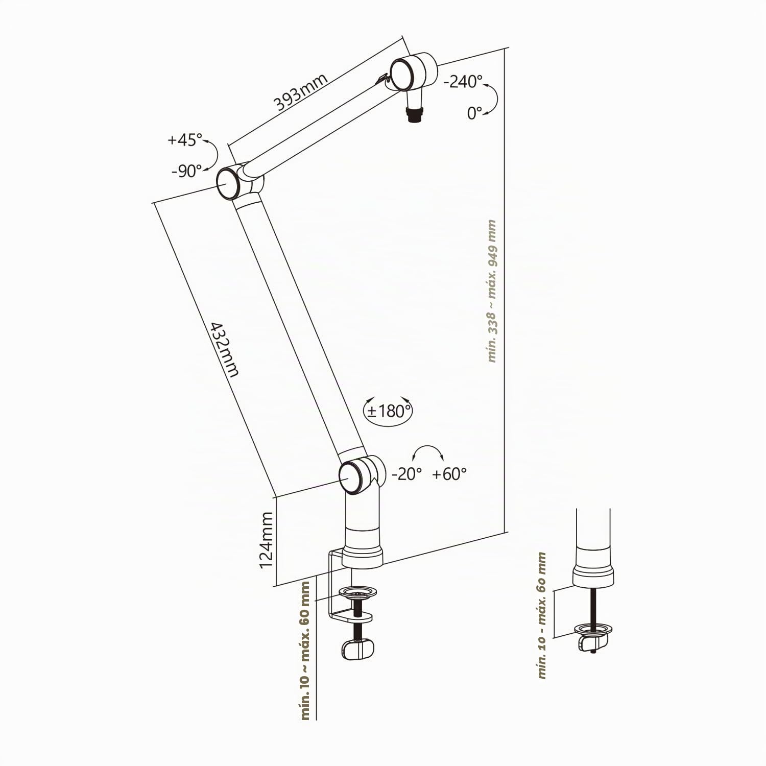 Maclean MC-898 - Soporte de micrófono profesional con gestión de cables integrada, brazo de micrófono ajustable de 3/8" a 5/8", soporte de mesa máx. 1 kg