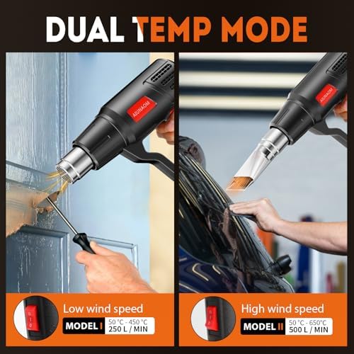 Bild 2 - Heißluftfön 2000W, Heißluftpistole mit Stufenloser Regulierung 50-650°C, 2 Luftstufen für Heizung, Entfrostung, Schweißen
