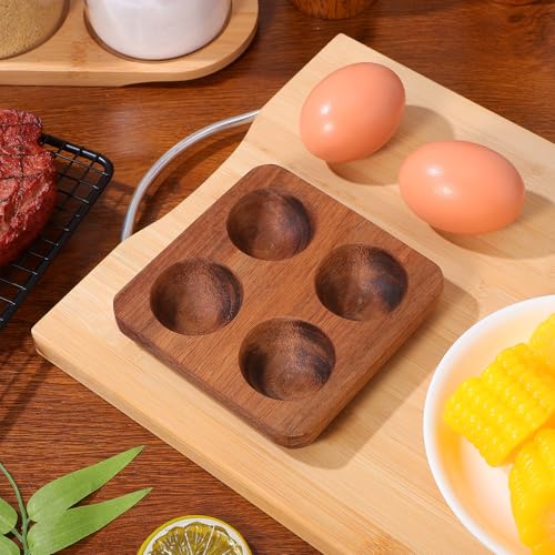 Bandeja para huevos de madera resistente con 4 ranuras de cocina 6