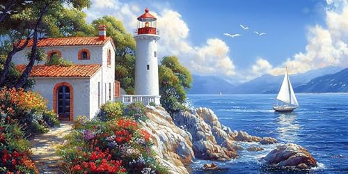 Kit d'Art Diamant DIY par Numéros grand format 90x180cm paysage marin