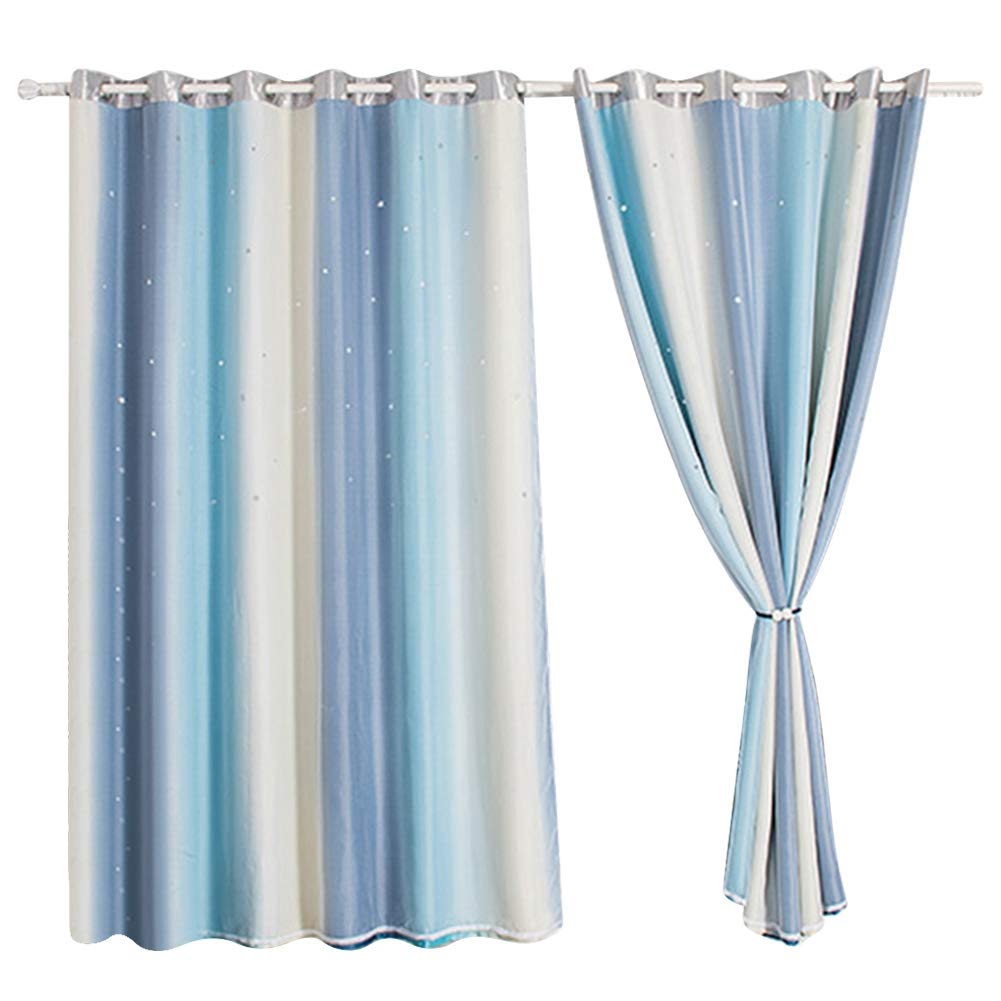 HERCHR Rainbow Curtains for Kids 3.2x6.4ft Stars