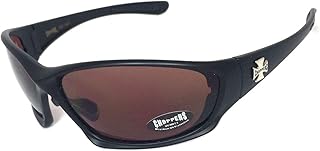 Choppers Mens Motorcycle Padded Goggles Sunglasses CH4873 - Several Colors Available! (Black - Amber Lens)