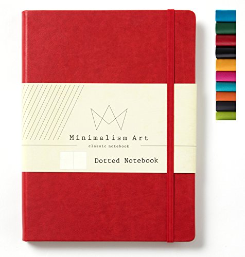 Minimalism Art | Classic Notebook Journal, Size: 8.3" X 11.4", A4, Red, Dotted Grid Page, 192 Pages, Hard Cover/Fine PU Leather, Inner Pocket, Premium Thick Paper-100gsm | Designed in San Francisco