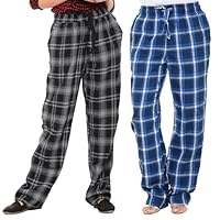 Twist99 Women's Cotton Checkered Pajama Multicolors Prints Color May Vary Combo Pack of 2 (6XL)