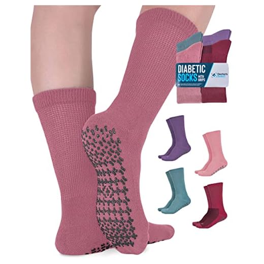 Diabetic Socks for Women and Men - 4 Pairs Non Binding Socks for Women | Non Slip Socks Mens | Gripper Socks for Men