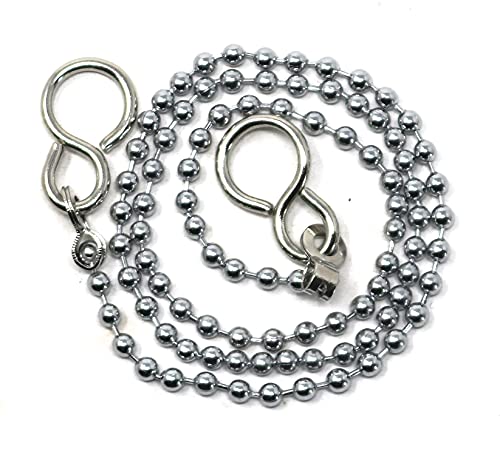 fiXte Ball Type Replacement Bath Sink Chain with Fitted S Hook Chrome Plated 450mm (18)