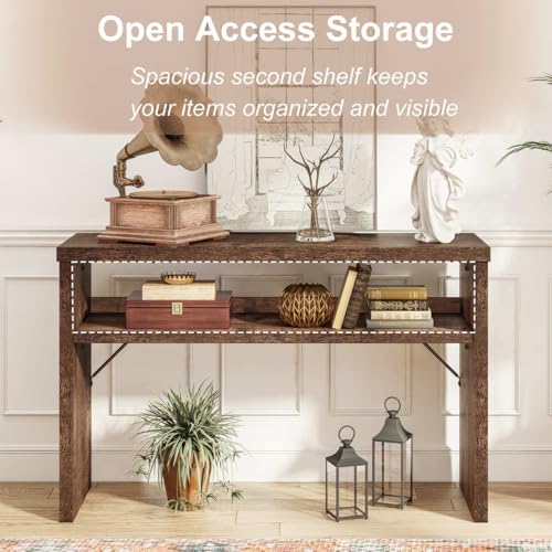 BON AUGURE Entryway Table, Console Table Behind Couch, Wood Sofa Tables with Shelf for Living Room, Farmhouse Entry Tables for Hallway Foyer (Rustic Oak, 47 Inches) - Thumbnail 5
