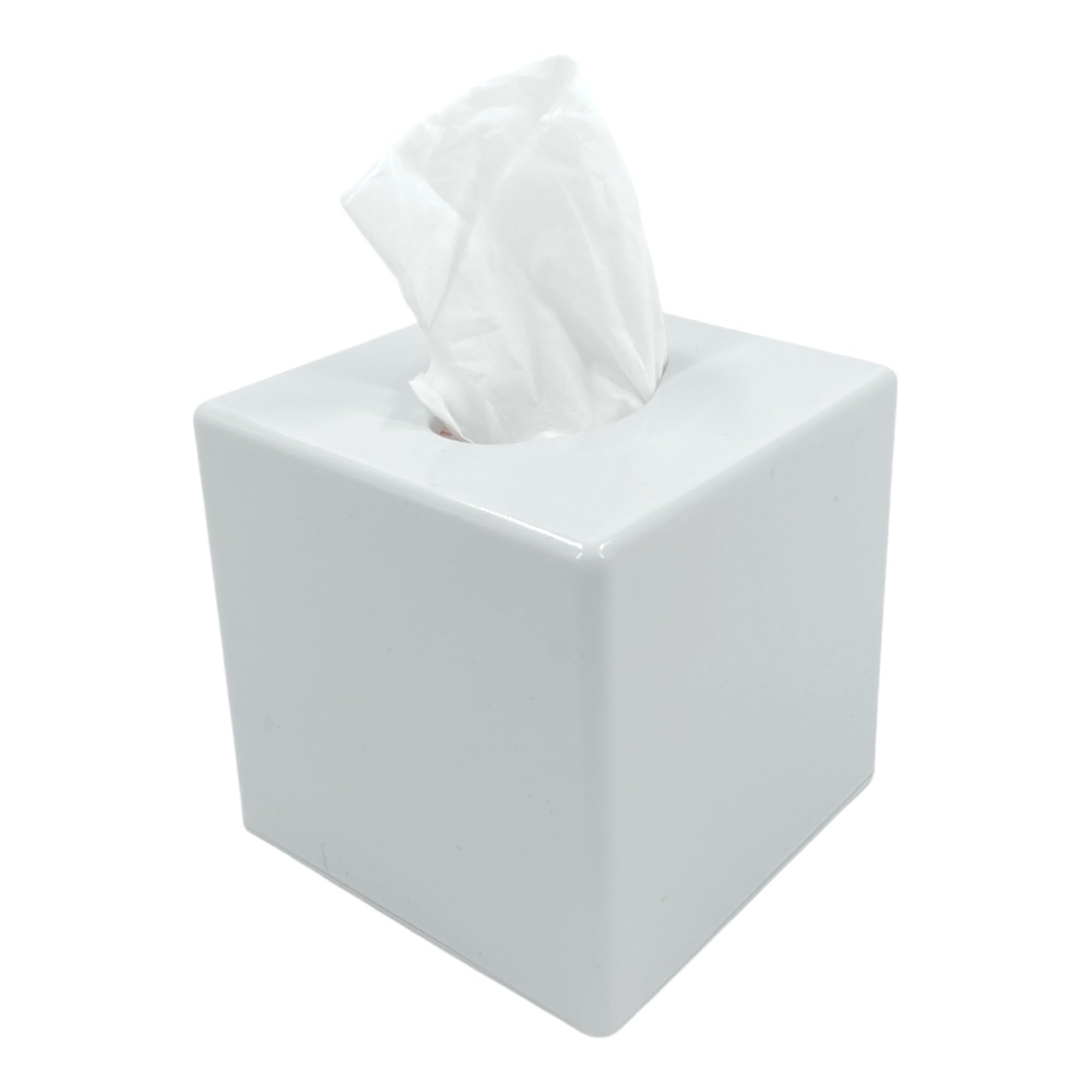 Chabrias Ltd White Facial Tissue Box Cube Holder Decorative Napkin Tissue Dispenser for Home, Bathroom, Office, Hotel, Catering, Restaurant – Stylish Square Cover Case