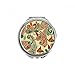 Flower Point Decoration Pattern Hand Compact Mirror Round Portable Pocket Glass