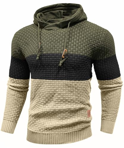 Zaitun Mens Hoodies Colorblock Hooded Sweater Casual Lightweight