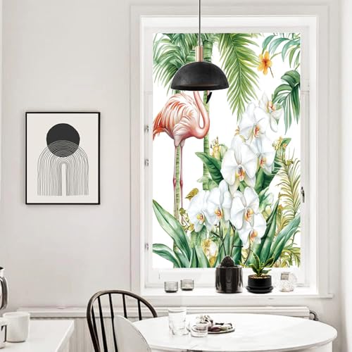 Vinilo para ventana privacidad diseño Flamingo 17.7x23.6 in miniatura 4