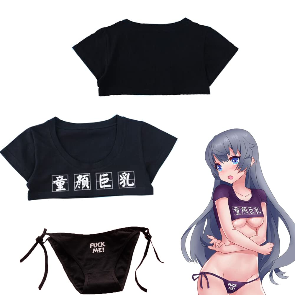 SINROYEE Ladies Sexy Cosplay Lingerie Japanese Anime Bikini Lolita Kawaii Bra and Panty Set For womens: Black