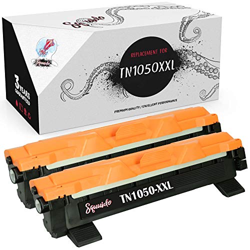 Squuido 2 Tonerkartuschen TN1050 XXL kompatibel mit Brother MFC-1810 MFC-1910W HL-1110 HL-1112 DCP-1510 DCP-1512 DCP-1610W DCP-1612W HL-1210W HL-1212W | Hohe Reichweite 2000 Seiten Cover