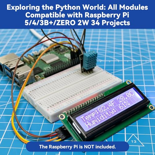 Image of SunFounder Universal Maker Sensor Kit Compatible with Arduino Mega 2560 /Uno R3 /R4 Minima /WiFi Nano, Raspberry Pi 5 /4B /3B+ /Zero 2 W /, Pico W, ESP32, C++, Python, MicroPython, Beginners & Engineers