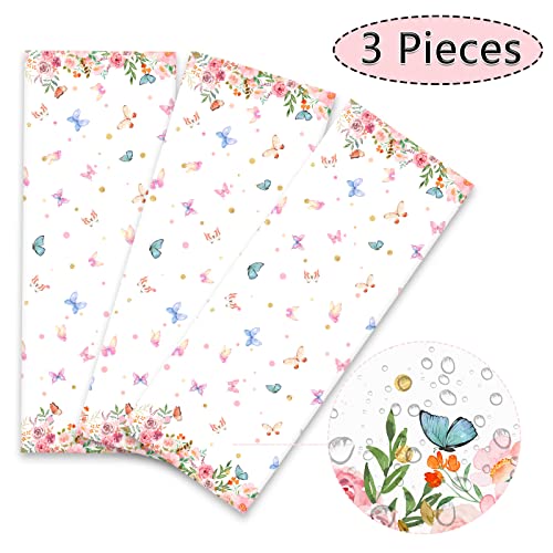 Image of 3 PCS Butterfly Birthday Tablecloths for Floral Butterfly Party Decorations Spring Summer Flower Plastic Disposable Rectangle Table Cover for Girls Baby Shower Weddings Tea Party Supplies Favors