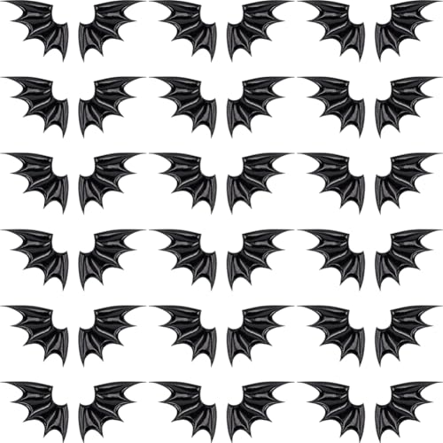 GORGECRAFT 40PCS Bat Wing Hairpins Accessories PU Leather Demon Wings Ornament Accessories Halloween Decor Black Angel Wing Embellishments for Hair Ornament & Costume Accessory