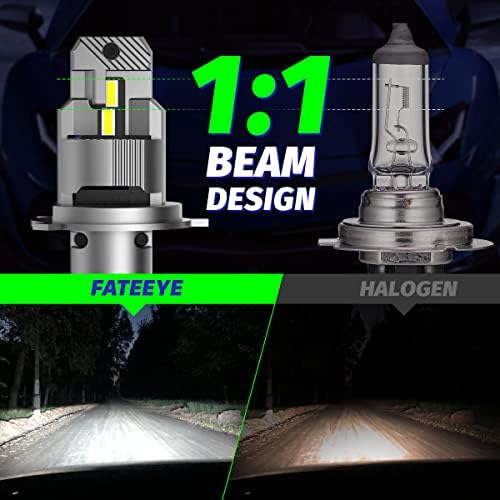 FateEye H7 LED Headlight Bulb,20000LM Super Bright Wireless LED Car Headlight Conversion Kit, 100W Top-Level Chip, Halogen Headlight Replacement Temperature Control, 6500K,Mini Size Plug and Play
