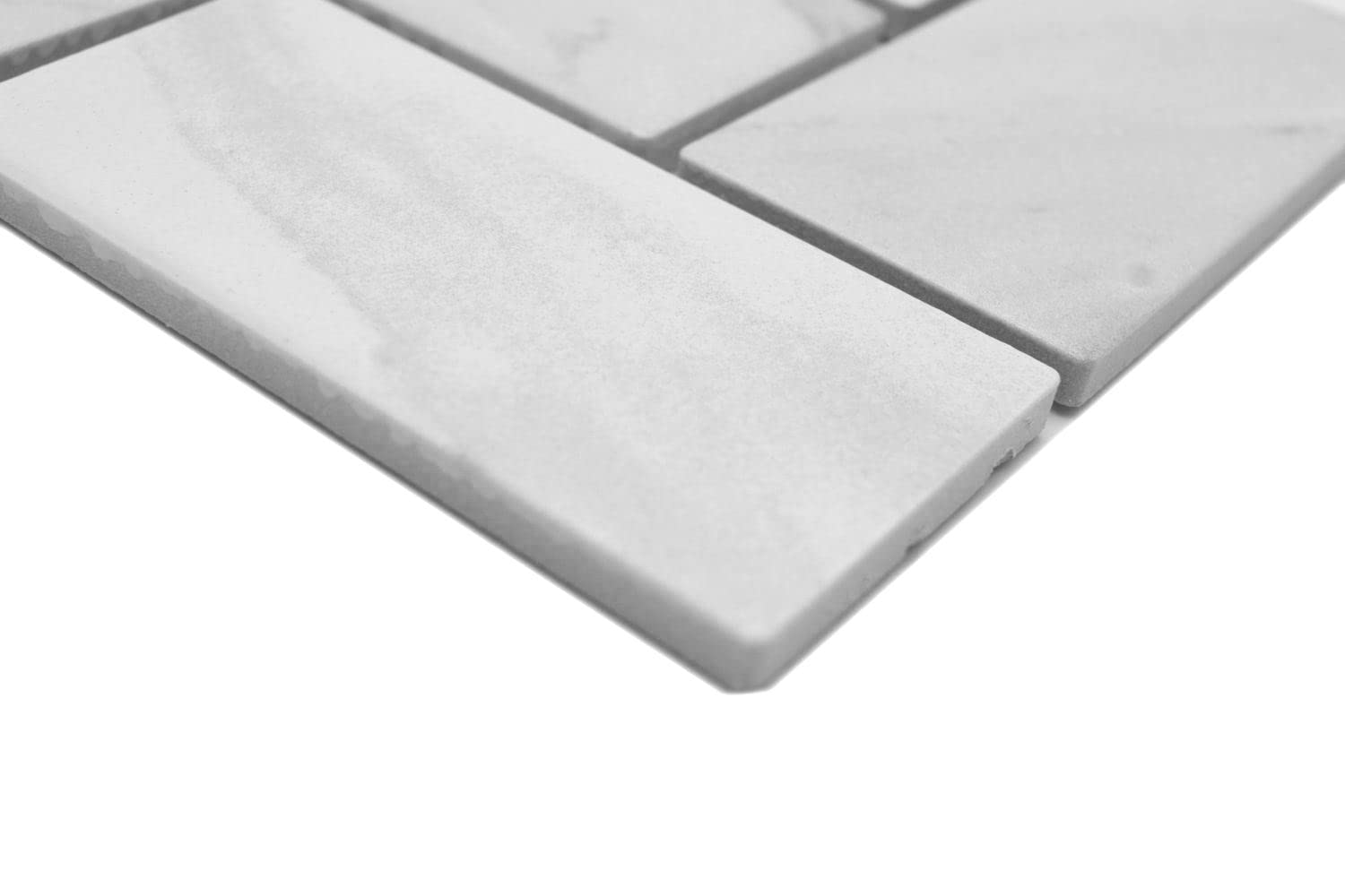 Azulejo de mosaico de cerámica Carrara en espiga blanco gris mate pared de cocina pared de ducha | 10 alfombrillas de mosaico