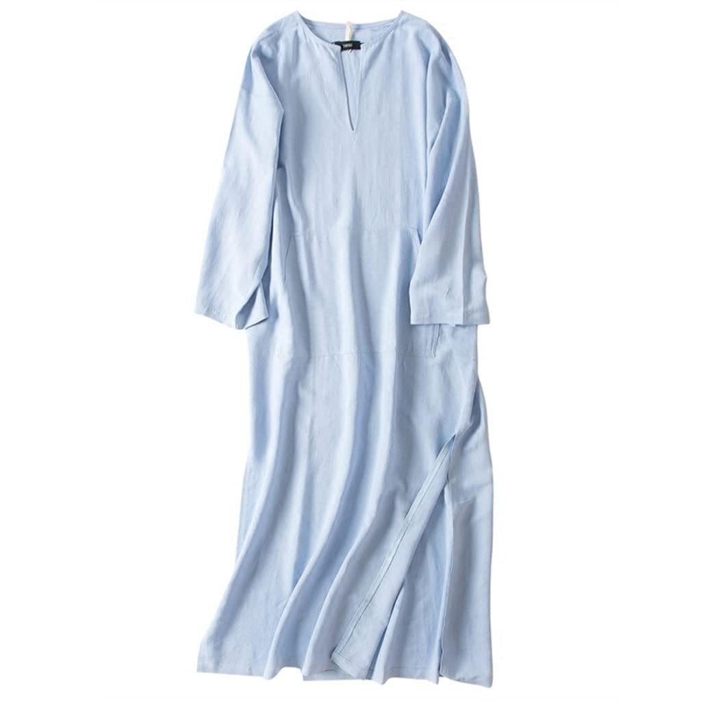 Camicia Da Notte Estiva Uomo Oversize In Cotone - Scollo A V, Manica Corta, Taglie Forti, Comoda Per Casa