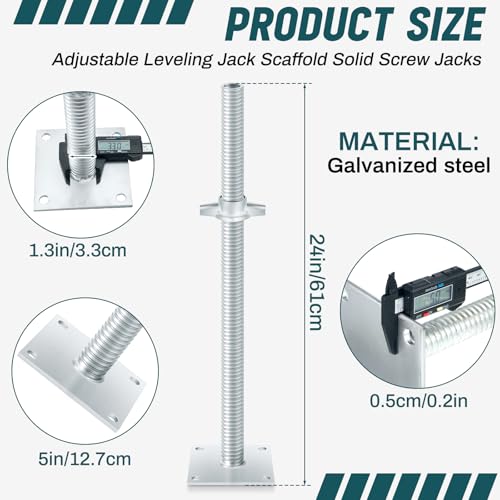 Image of Zonon 1 Pack 24inch Adjustable Leveling Jacks Scaffolding Hollow Screw Jacks with Base Plate for Baker Style Scaffolding Baker Scaffold