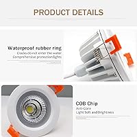 Vista 3 de LS-PRO Lámpara de techo empotrable LED de 3.5 pulgadas/7 W, panel de aluminio delgado, lámpara de ducha antioxidante, foco de ducha IP65 impermeable