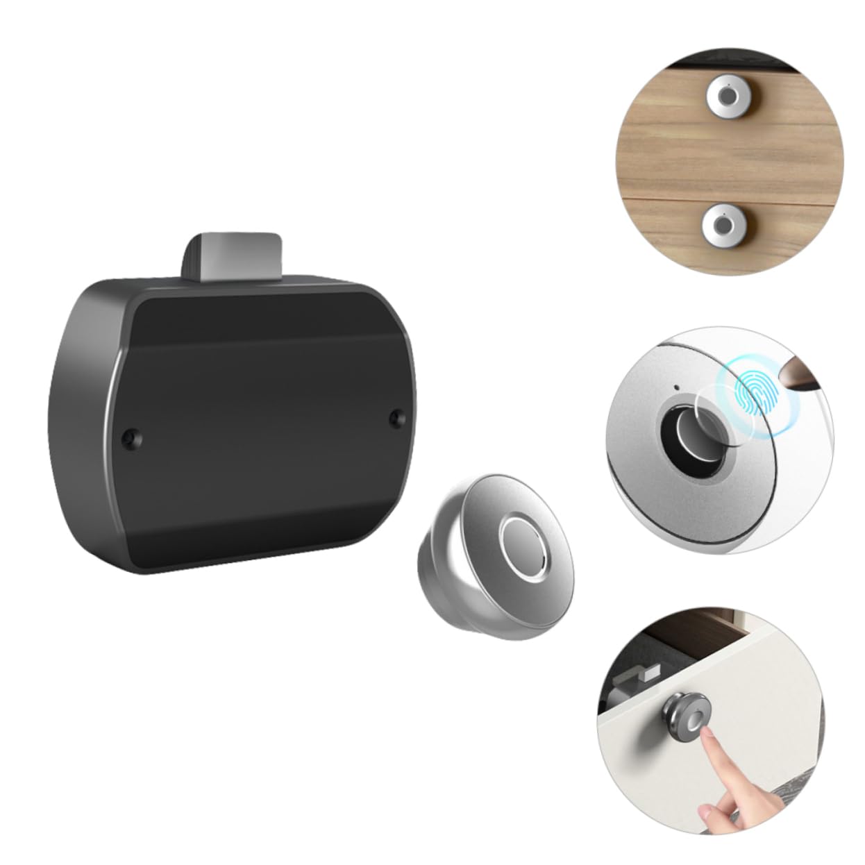 Uonlytech Serrure Connectée à Empreinte Digitale pour Tiroir Panneau Alliage D'aluminium et Corps Abs, Déverrouillage Sécurisé USB pour Bureau et Maison