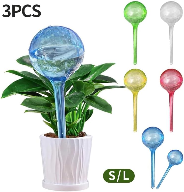 3PCS Plant Self Watering Ball Automatic Watering Clear Plastic Plant Water Bulbs Drip Irrigation System Home(Yellow -L)
