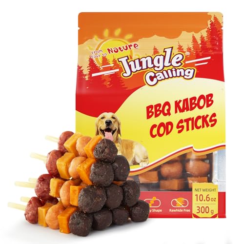 Image of Jungle Calling Dog Treats,Dogs Kabob with Cod Stick, Rawhide-Free Chews, Made with Chicken, Duck, Beef, Sweet Potato and Pumpkin