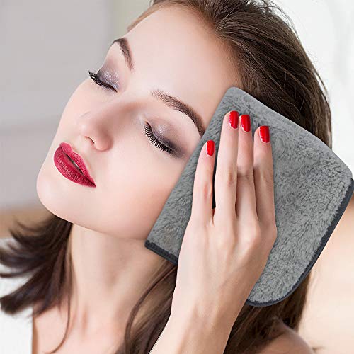 Sunland Microfiber Face Towels Reusable Makeup Remover Cloth Bamboo Charcoal Face Cloth Facial Washcloths For Bath 11Inchx11Inch 6 Pack #TOP6