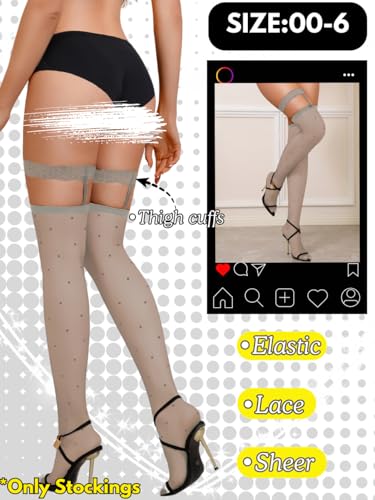 Heart Thigh High Stockings,Petite Size Sheer Mesh Garter Stocking,Sexy Knee Highs For Women Valentines Date4