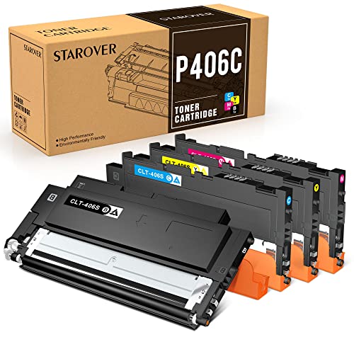 CLT-P406C Compatible pour Toner Samsung C460W CLX 3300 3305 3305W C467W pour Cartouche Samsung Xpress C460W Cartouche Encre Samsung C460W C410W CLP 360 365 CLT-K406S P406C (4 Paquets)