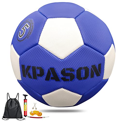 Kpason Soccer Ball, Size 5 Soccer Ball With Pump For Kids Youth And Adult Training, Beach Soccer Balls Outdoor Indoor Gifts (Blue-White) #TOP12