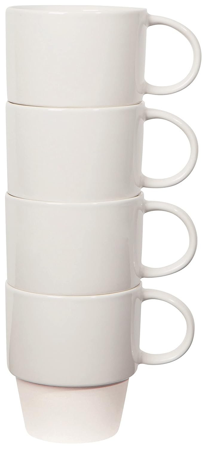 Now Designs Stoneware Nesting Mugs, Set of 4, Gull White