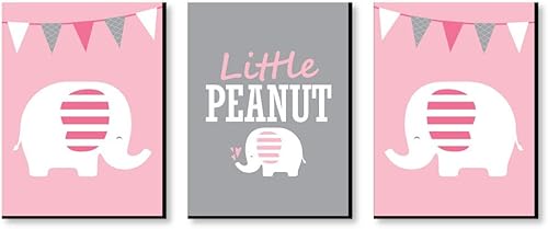Miniatura 1 de Big Dot of Happiness Elefante rosa – Arte de pared para cuarto de bebé niña y decoración de habitación infantil – Ideas de regalo – 7.5 x 10