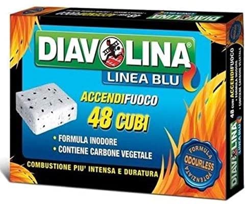 DIAVOLINA 12 Packungen mit 48 Röhren [ 576 CUBI Linie Blau Feuerzeug, Duftkohle VEGETTI