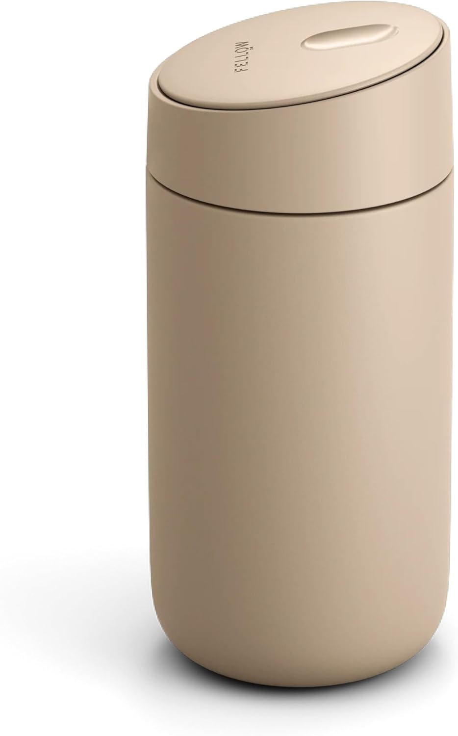 Fellow 12 oz Carter Slide Travel Mug – One-Handed Slide Lid, Vacuum Insulated Stainless Steel Tumbler with Ceramic Interior for Hot and Cold Drinks, Leak-Proof and Dishwasher Safe, Sand Dune