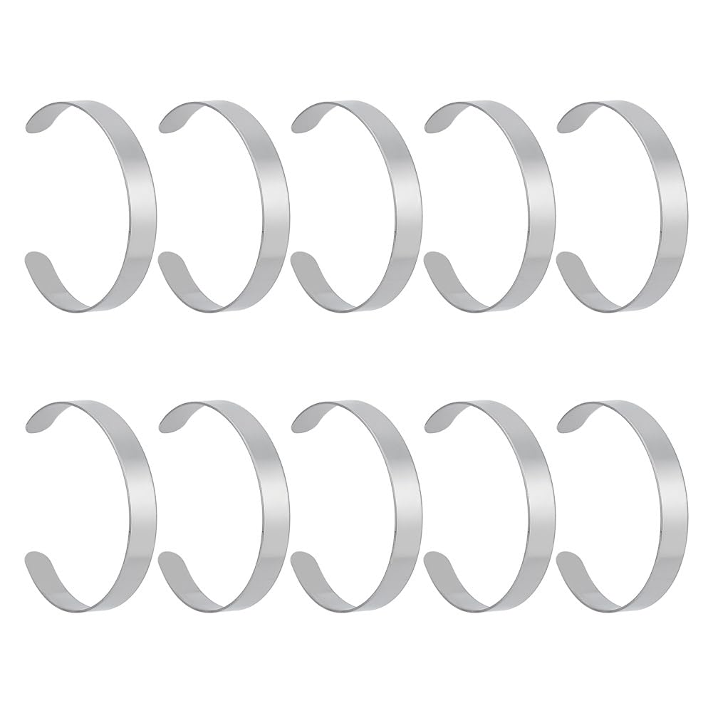 10pz 304 braccialetti Aperti In Acciaio Inossidabile 5.85cm, Bracciale Rigido Semplice Braccialetti Scanalati Braccialetti per Donna Uomo Decorazione Creazione di Gioielli
