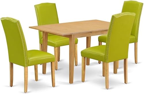 Vista 18 de East West Furniture NOEN5-BLK-69 - Juego de mesa y sillas de cocina de 5 piezas, incluye una mesa de comedor rectangular de hojas de mariposa y 4