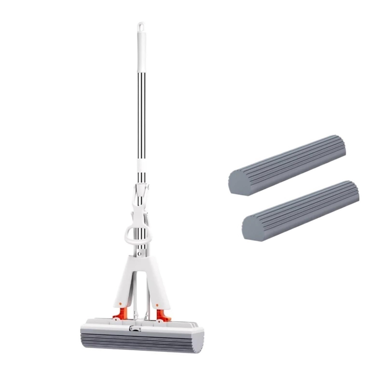Gepresster, selbstentleerender Mopp aus Gummi und Baumwolle, freihändig handlicher, magischer, selbstreinigender Flachmopp, wiederverwendbarer Schwamm, Haushalts-Bodenreinigungswerkzeug(Mop 2 Sponge)