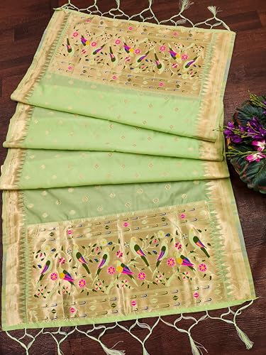 Image of DEVANGI Women's Woven Paithani Banarasi Silk Dupatta /Chunni For Women, Floral Print 1 Meter Wide and 2.3 Meter Length Printed Designer Dupatta /Chunni For Girls