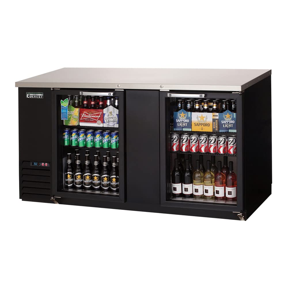 Everest Refrigeration EBB69G Back Bar Cooler Cabinet 2 Glass Doors, 115v, NSF - 24 cu. ft.